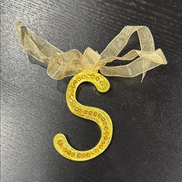 Gold Rhinestone Adorned Letter ‘S’ Ornament Pendant - Picture 1 of 3
